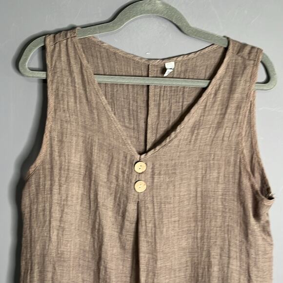 Misslook Brown Sleeveless Bohemian Inspired Dress With Ruffle Hem Size XL - Picture 2 of 10